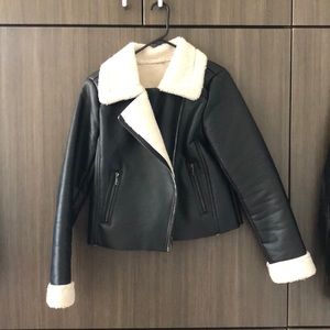 Faux Leather shearling coat !